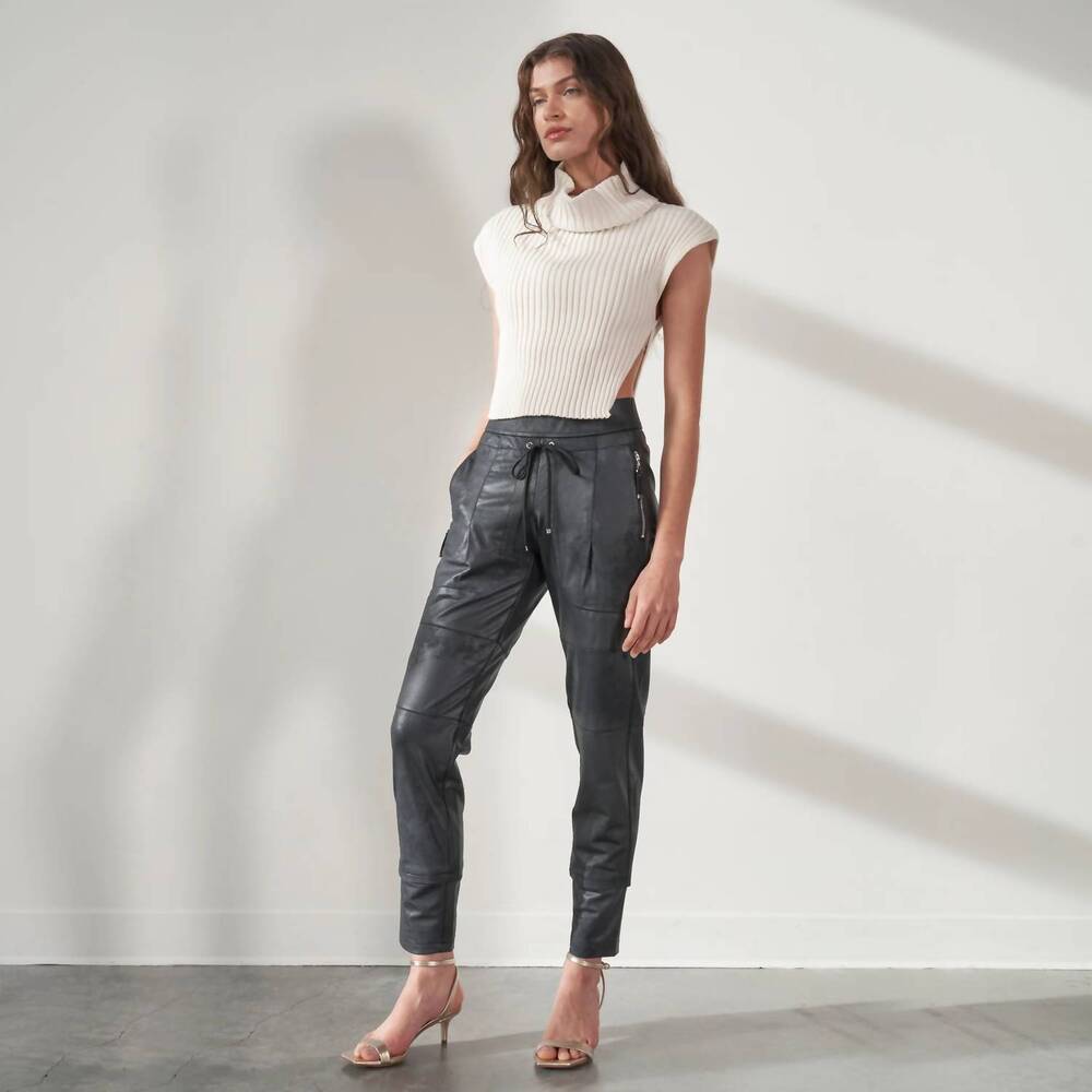NEW RAFFAELLO ROSSI candy vegan leather pant in black